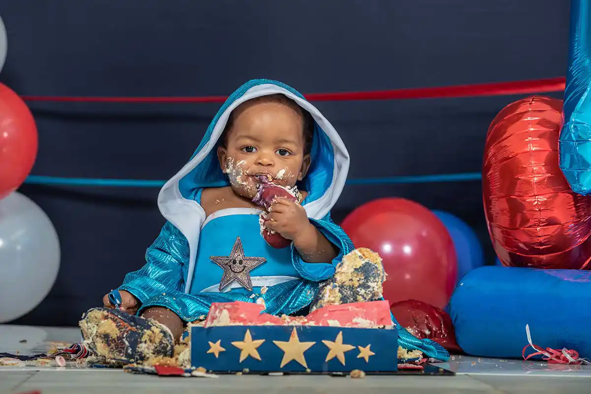Boxing theme one year old photo session mudboots photography Bloemfontein