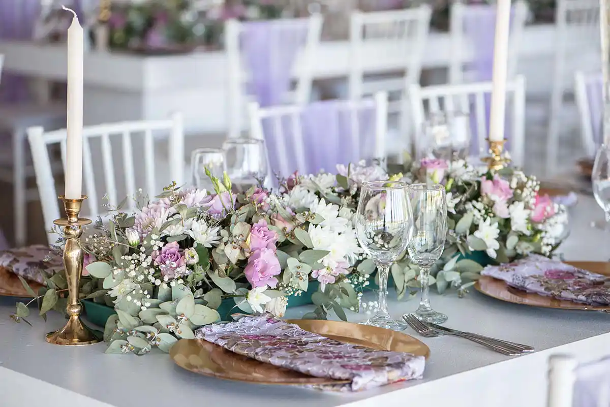 wedding decor white with sage and pink bloemfontein